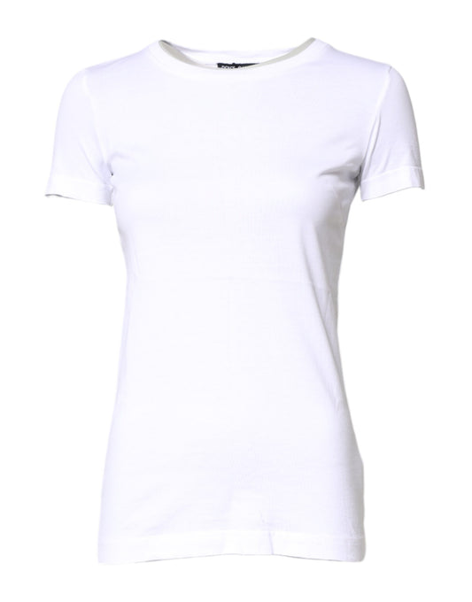 Camiseta blanca de algodón con cuello redondo y manga corta