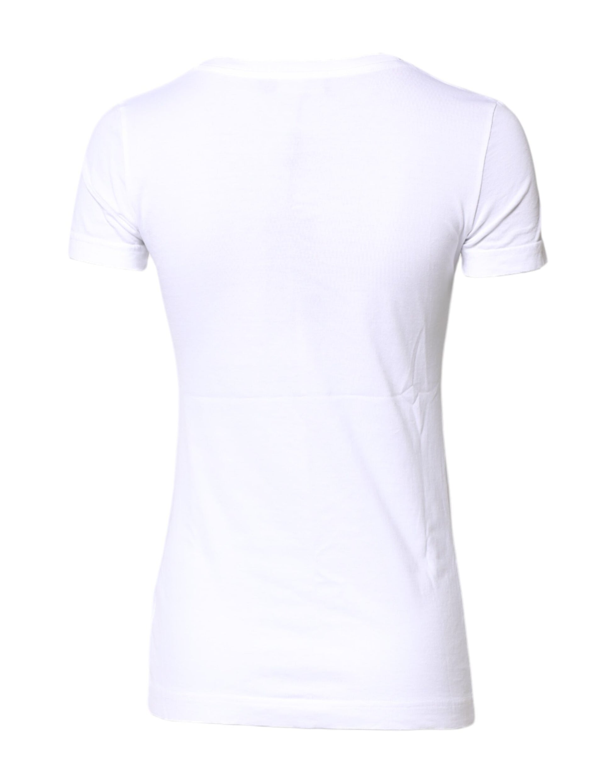 Camiseta blanca de algodón con cuello redondo y manga corta