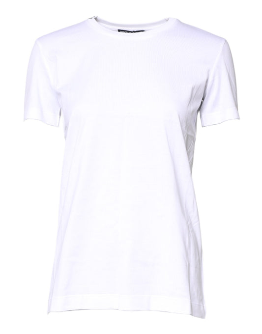 Camiseta blanca de algodón con cuello redondo y manga corta