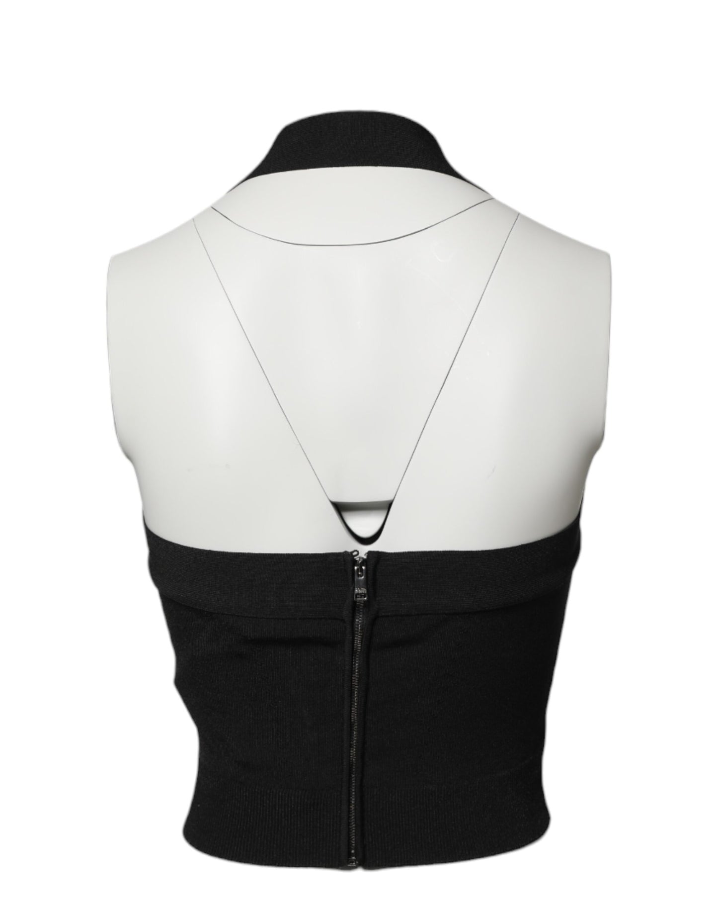 Black Sleeveless Halter Cropped Backless Top