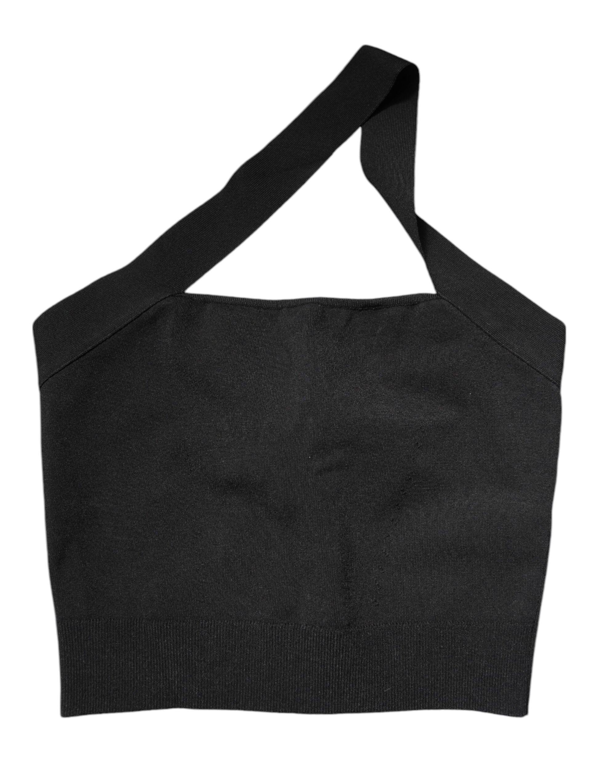 Black Sleeveless Halter Cropped Backless Top