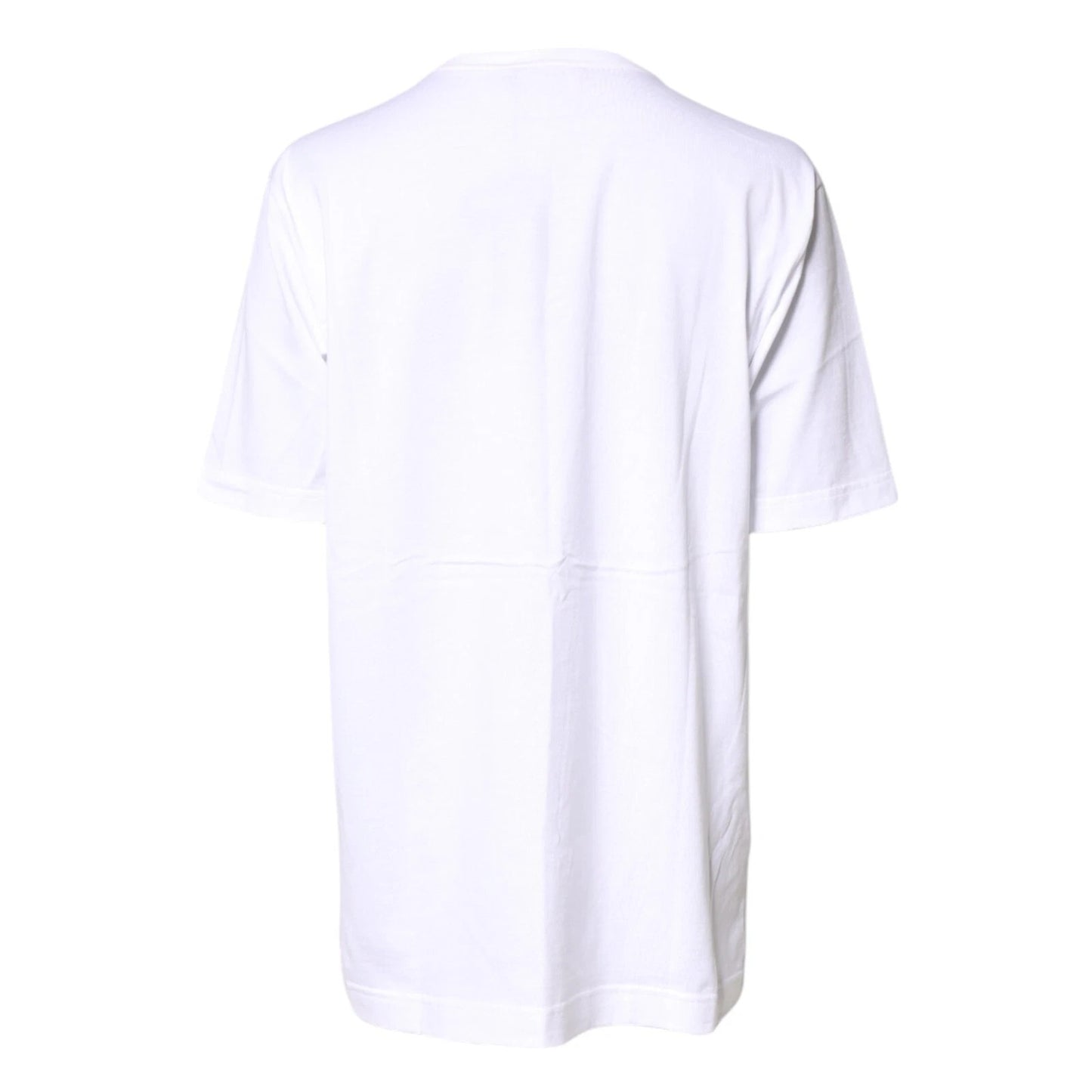 White #DGFamily Print Cotton Crew Neck T-shirt
