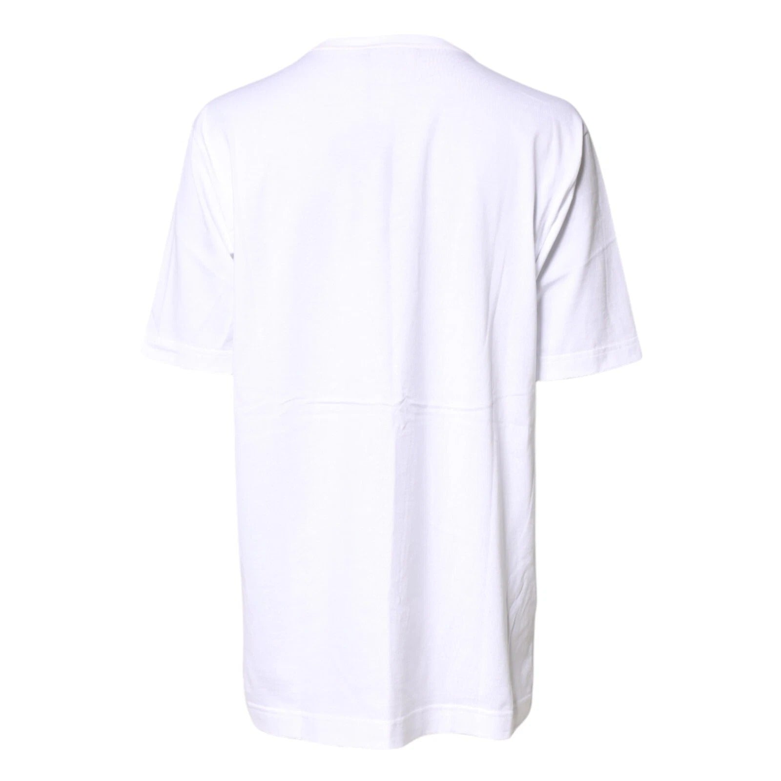 White #DGFamily Print Cotton Crew Neck T-shirt