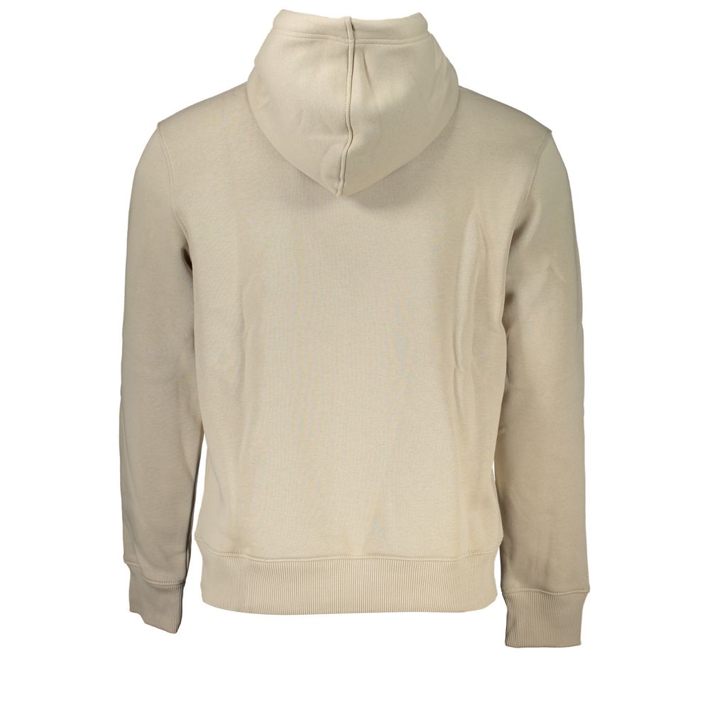 Sudadera con capucha de forro polar beige con logotipo bordado