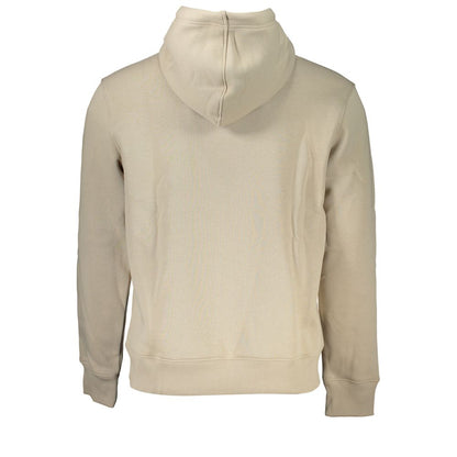 Sudadera con capucha de forro polar beige con logotipo bordado