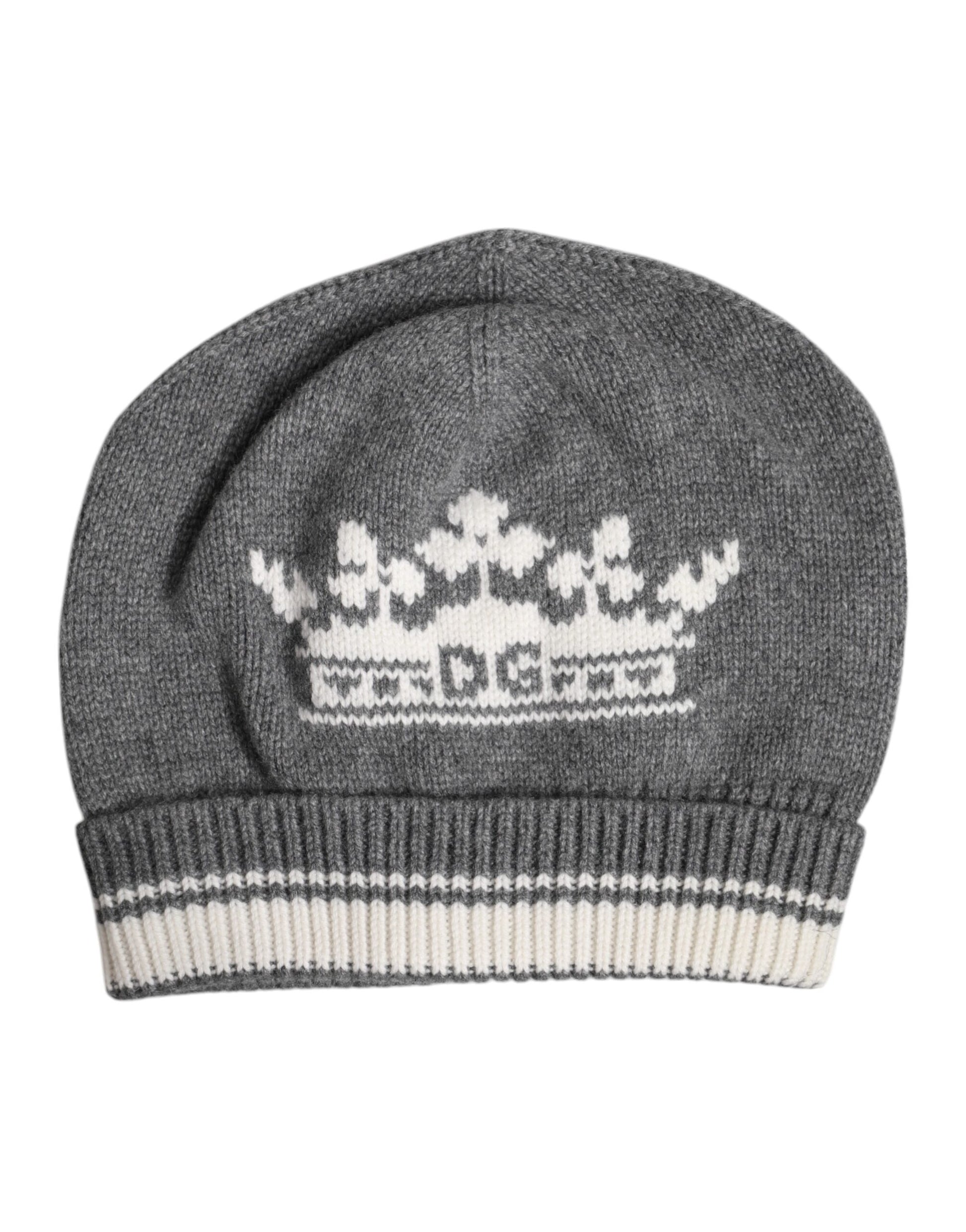 Gray Cashmere Knitted Winter Beanie Hat