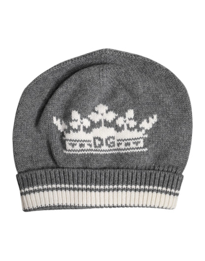 Gray Cashmere Knitted Winter Beanie Hat
