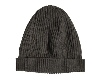 Green Wool DG Plaque Knitted Winter Beanie Hat