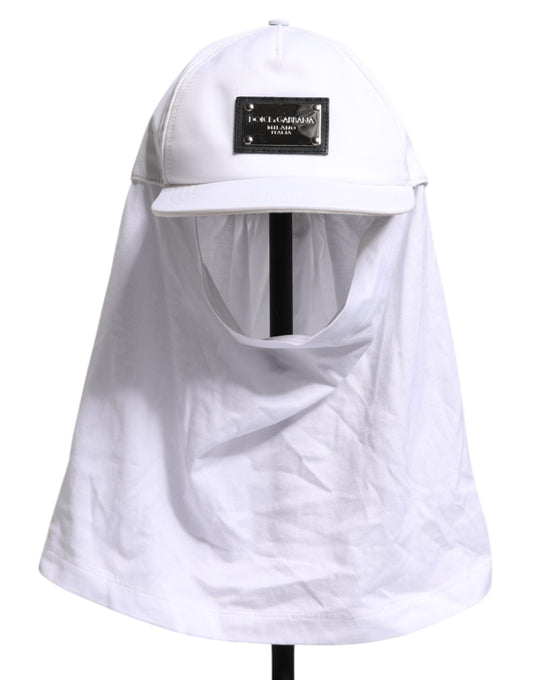 White Cotton DG Logo Plaque Baseball Balaclava Cap