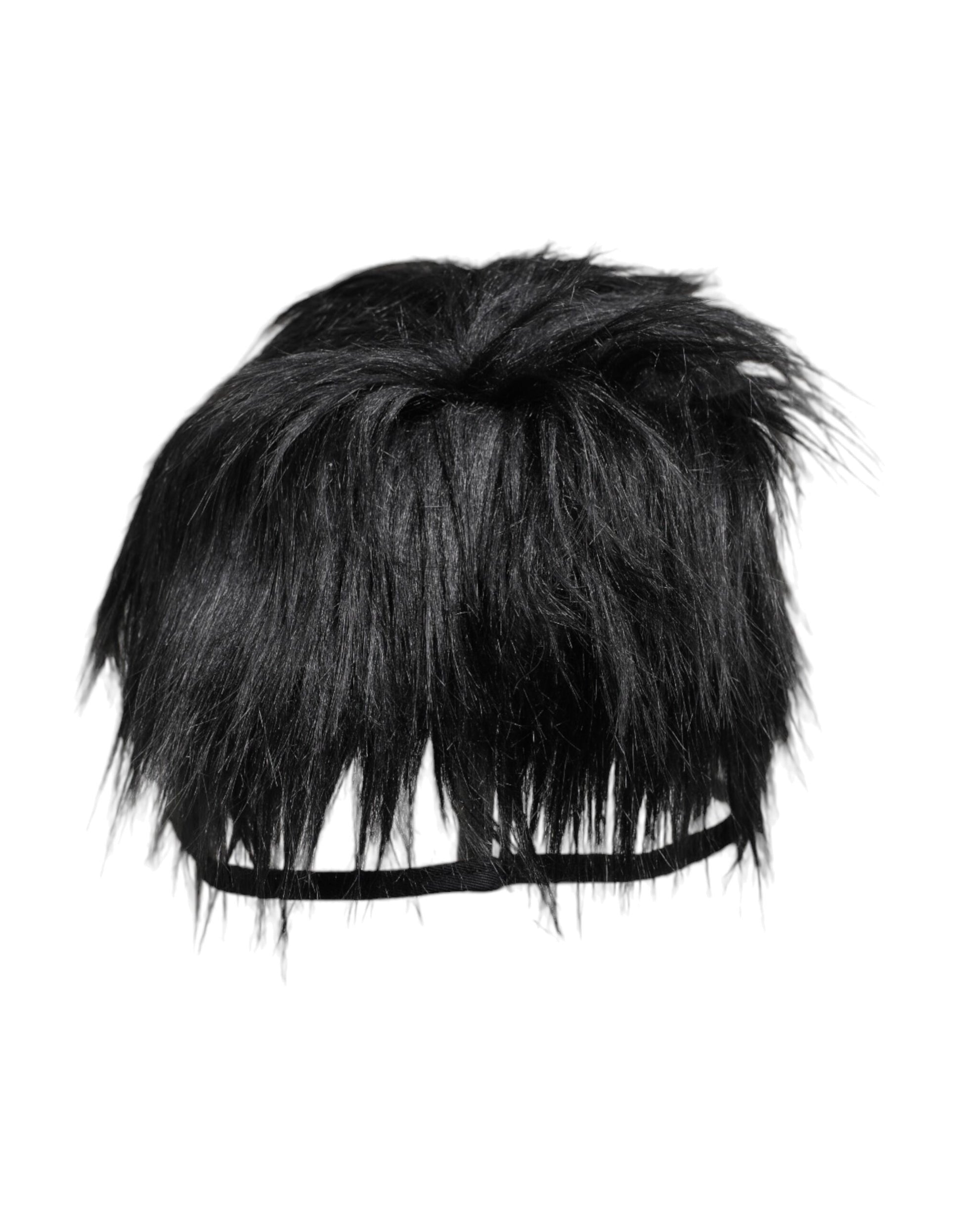 Black Faux Fur Bucket Hat