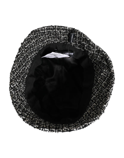 Black Cotton Blend Bucket Hat