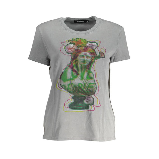 Top gris de algodón para mujer
