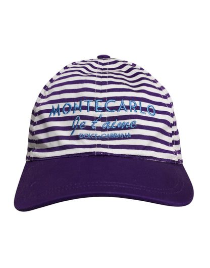 White Purple Stripe Cotton Women Baseball Cap