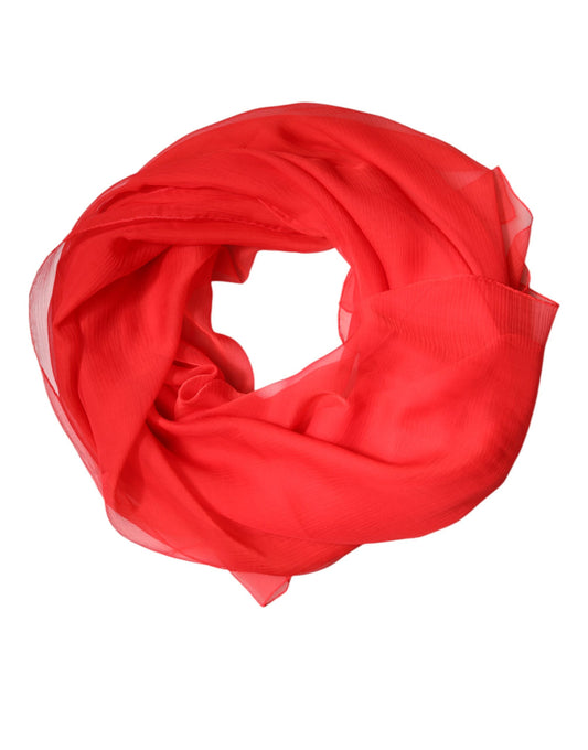 Red Silk Rectangle Women Wrap Shawl Scarf