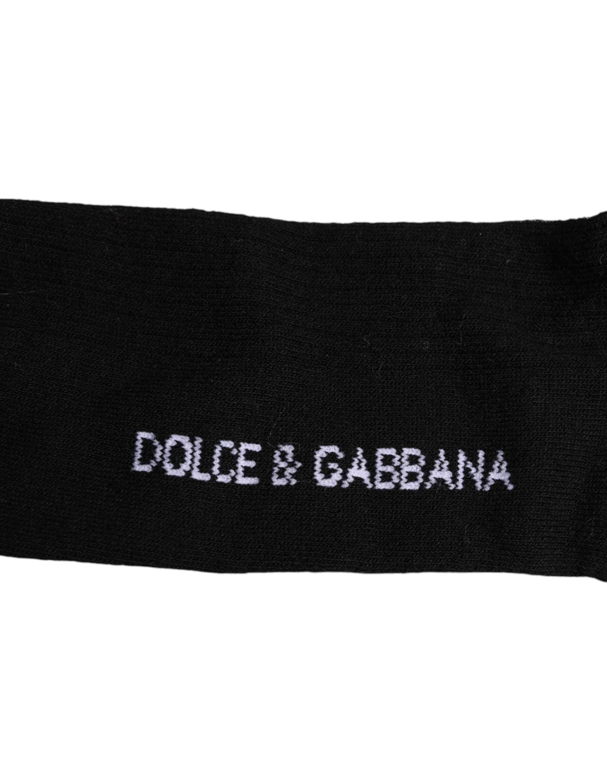 Black Cotton DG Logo Mid Calf Men Socks