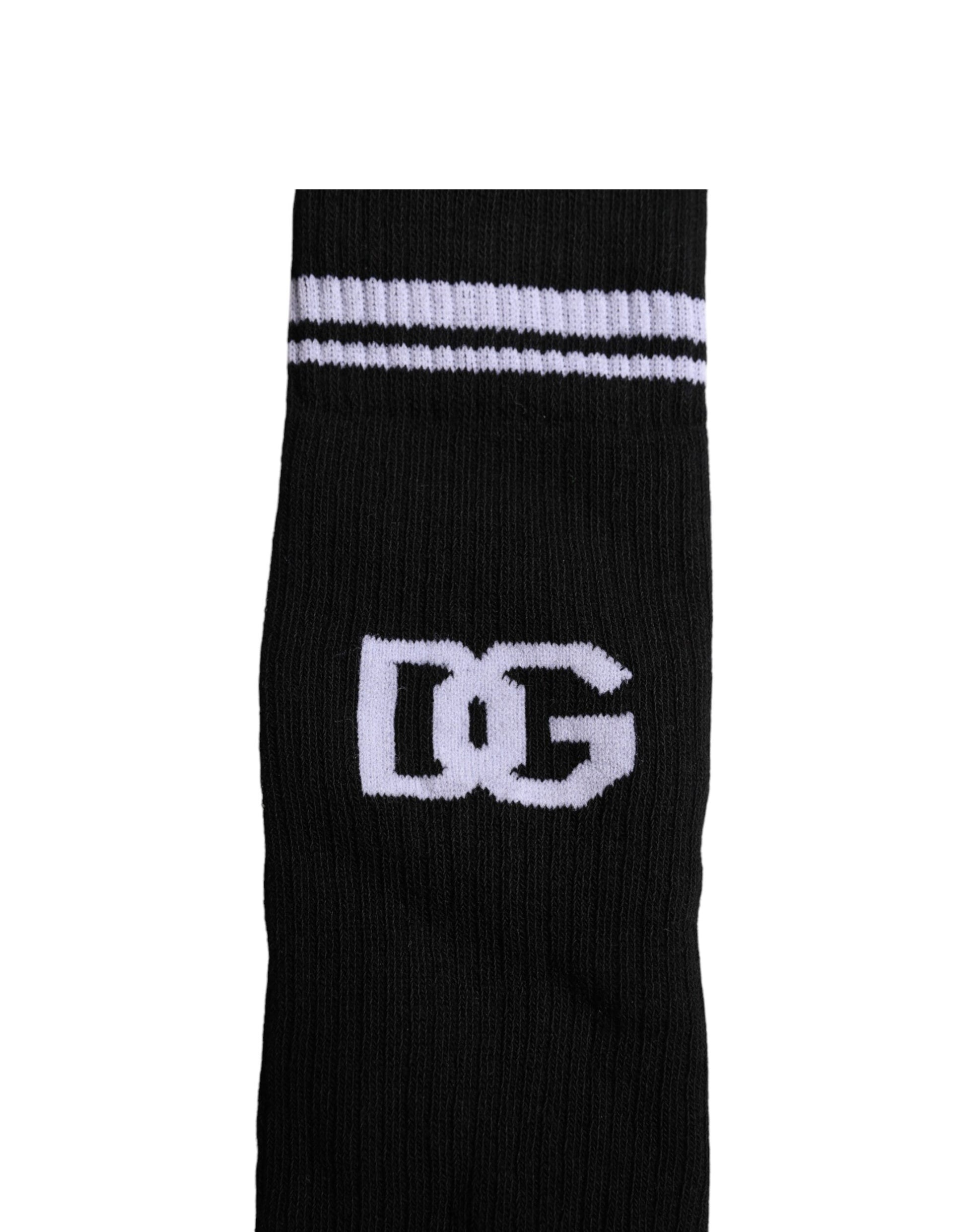 Black Cotton DG Logo Mid Calf Men Socks