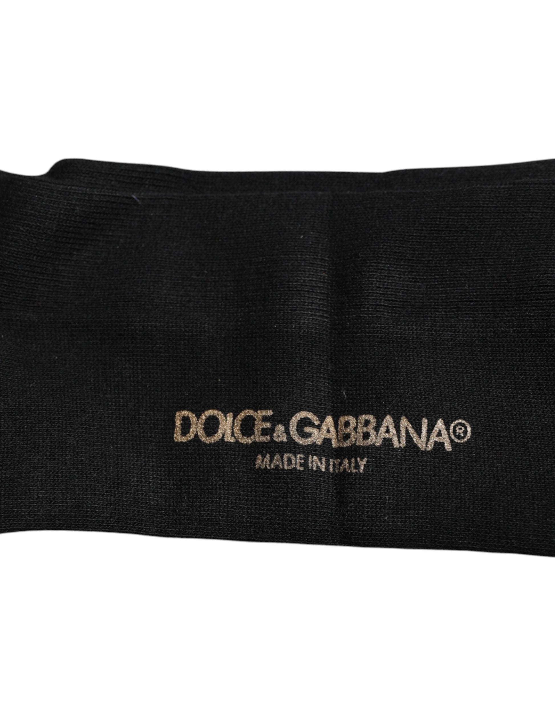 Black Viscose Logo Over The Calf Socks