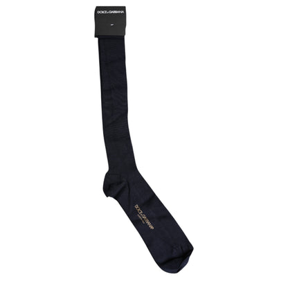 Black Viscose Logo Over The Calf Socks