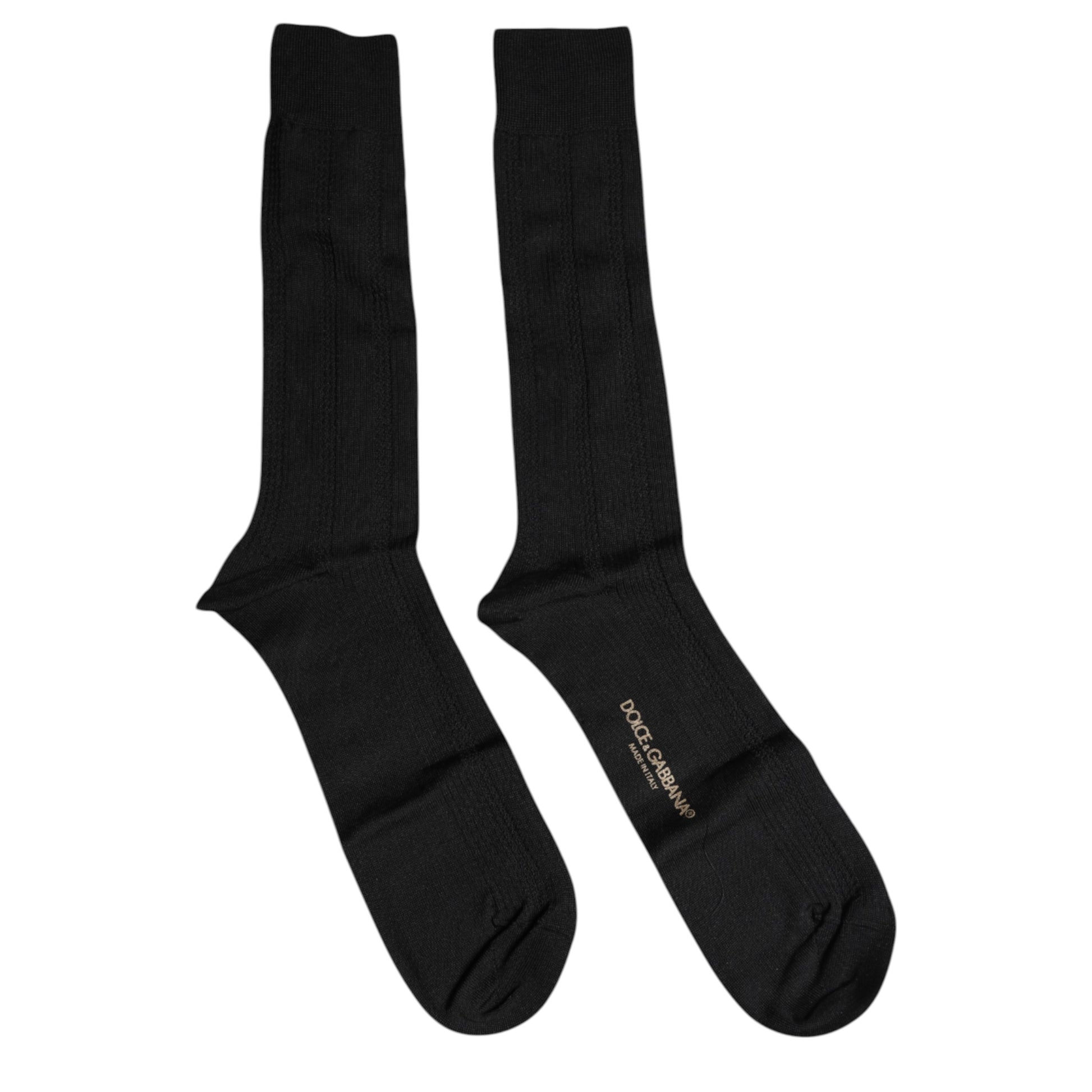Black Cotton DG Logo Mid Calf Men Socks