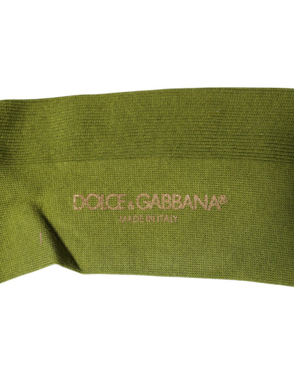 Green Cotton Logo Over The Calf Socks