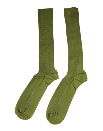 Green Cotton Logo Over The Calf Socks