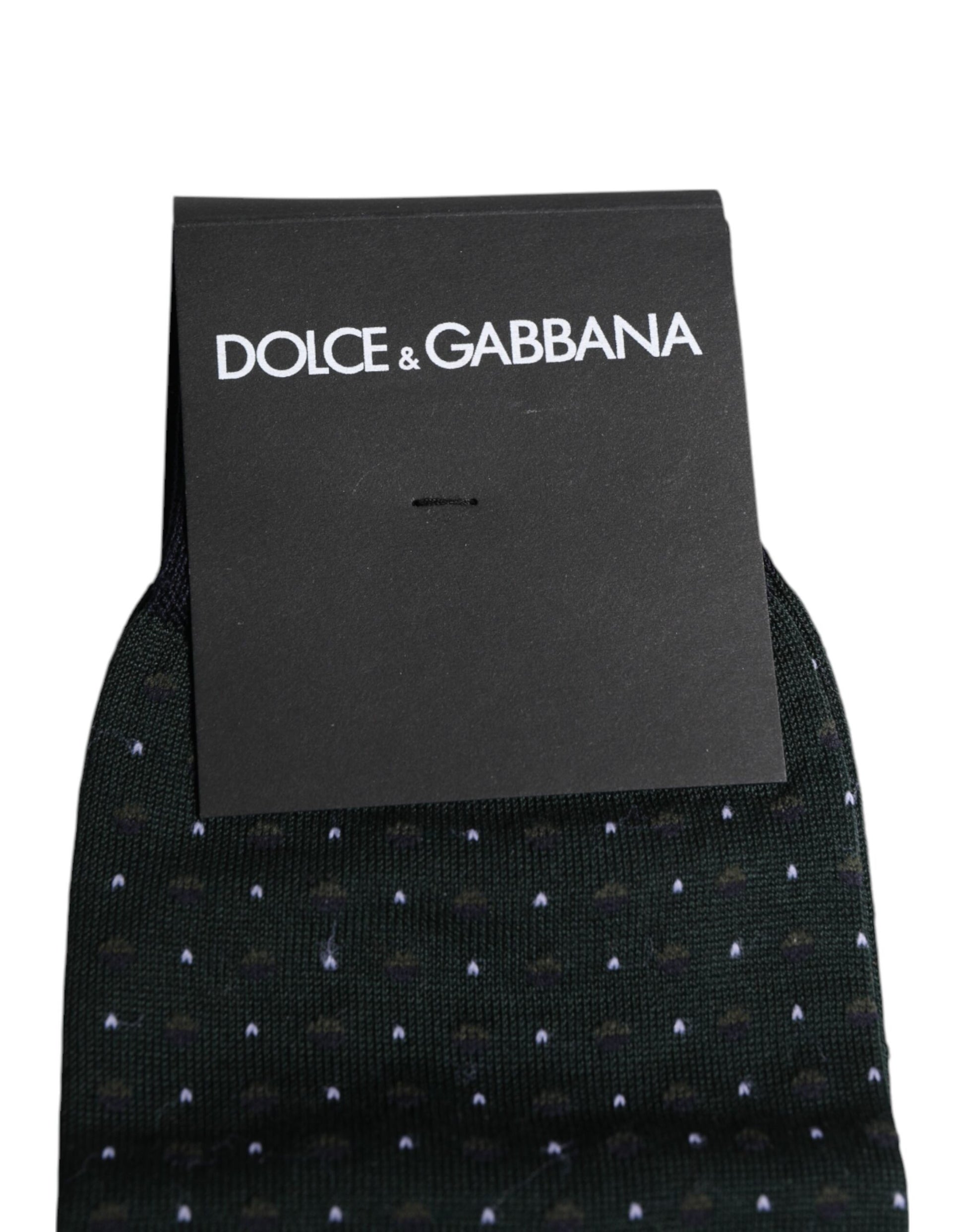 Black Polka Dots Cotton Mid Calf Socks