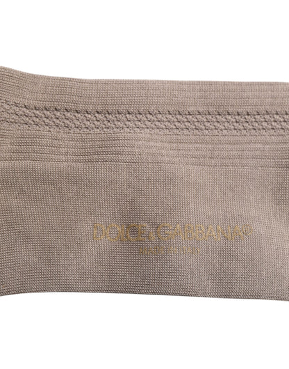 Brown Cotton Stretch Logo Over Calf Socks