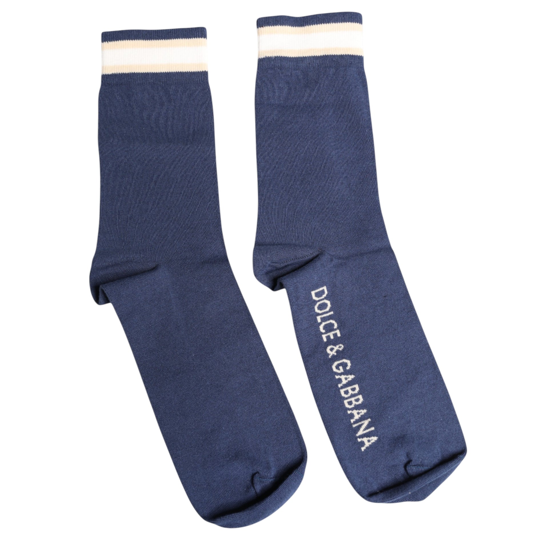 Blue Stretch DG Logo Print Mid Calf Socks