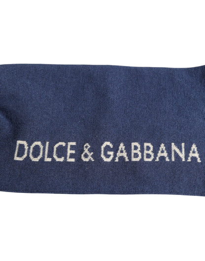 Blue Stretch DG Logo Print Mid Calf Socks