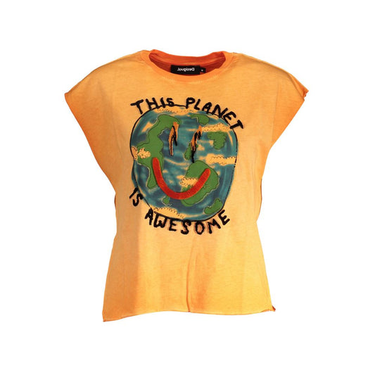 Top naranja de algodón para mujer