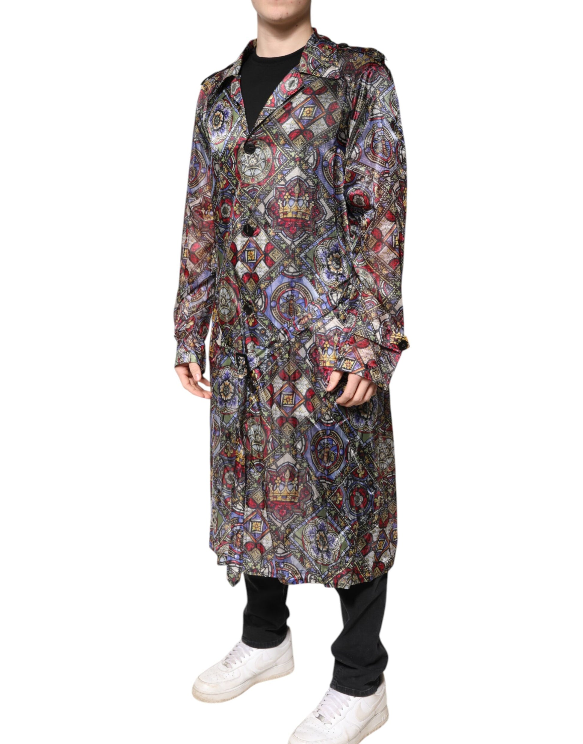 Multicolor Royal Bee Crown Trench Coat Jacket