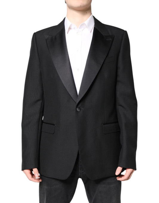 Blazer de lana negro de un solo pecho