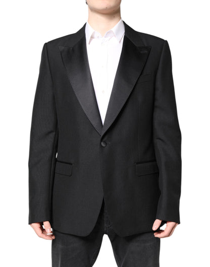 Blazer de lana negro de un solo pecho