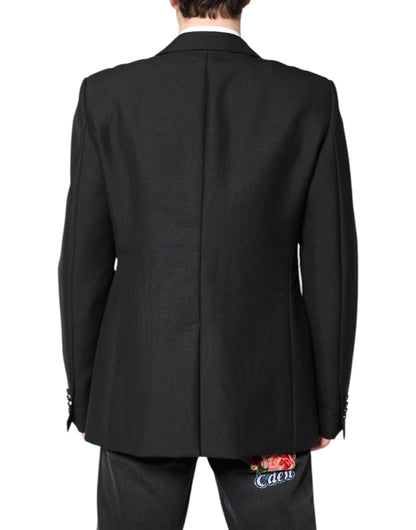 Blazer de lana negro de un solo pecho