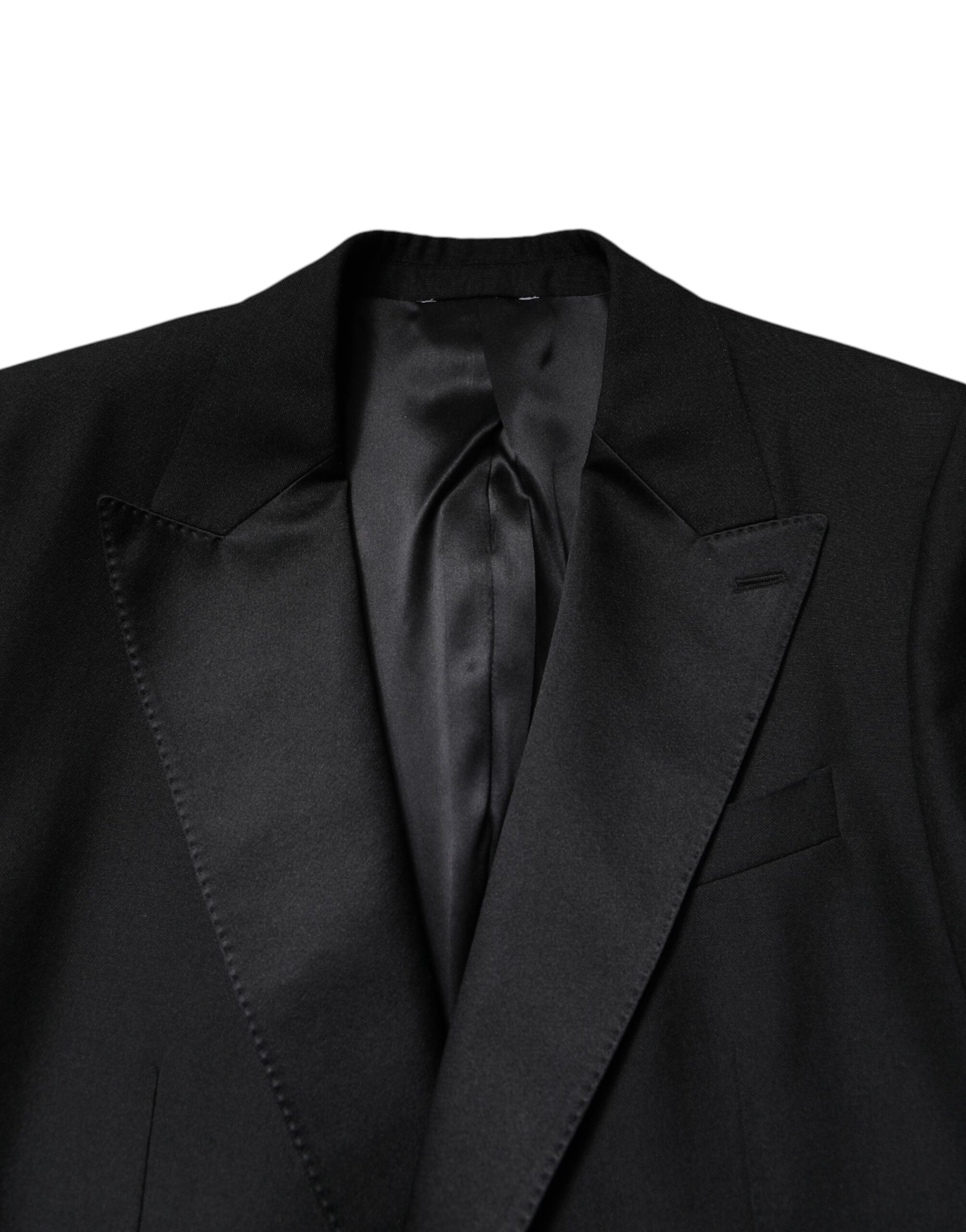 Blazer de lana negro de un solo pecho