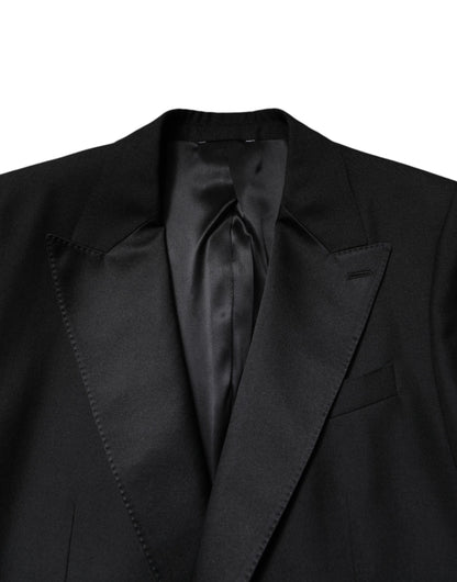 Blazer de lana negro de un solo pecho