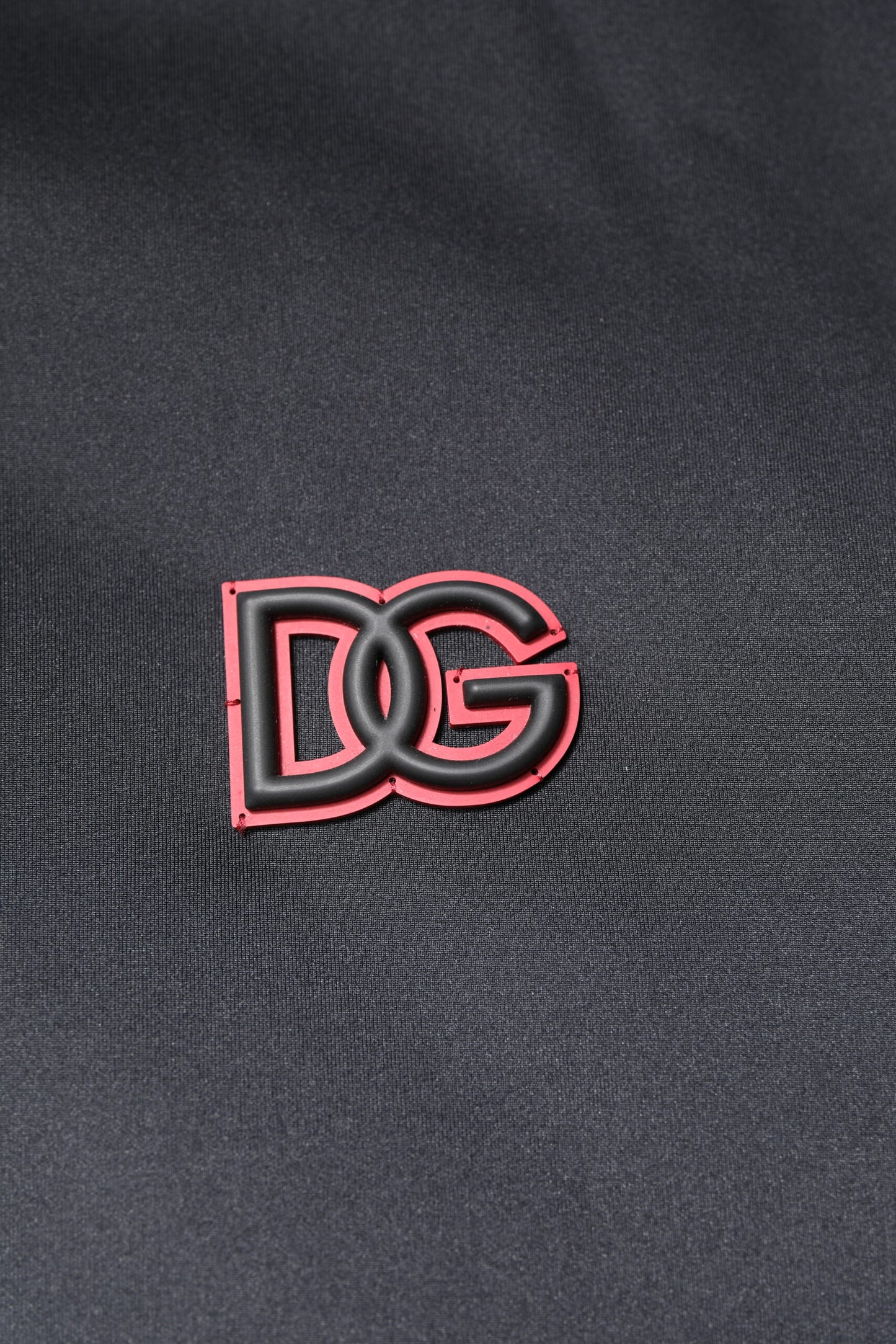 Black Polyester DG Hooded Full Zip Jacket