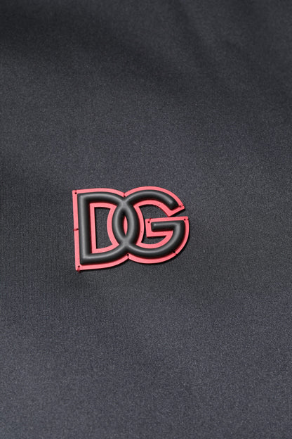 Black Polyester DG Hooded Full Zip Jacket