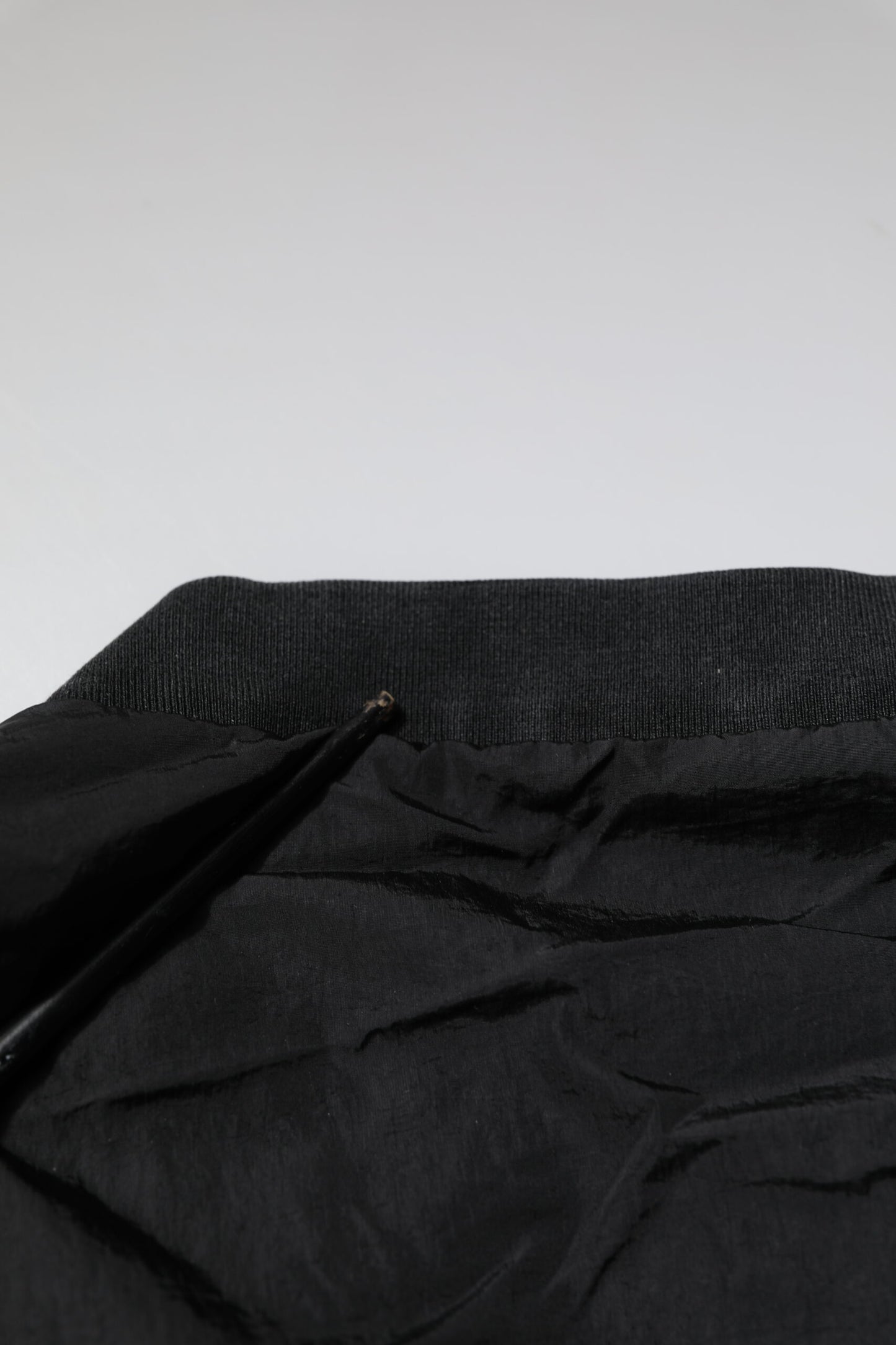Black Nylon Logo Full Zip Bomber Jacket