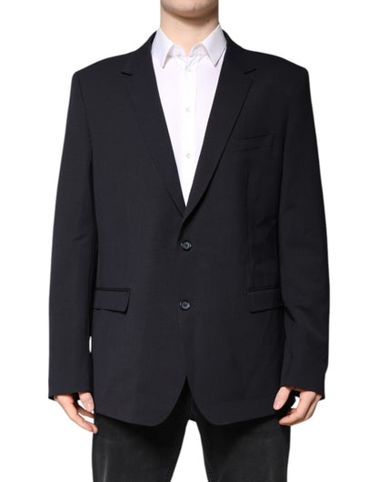 Blazer de lana azul oscuro de un solo pecho