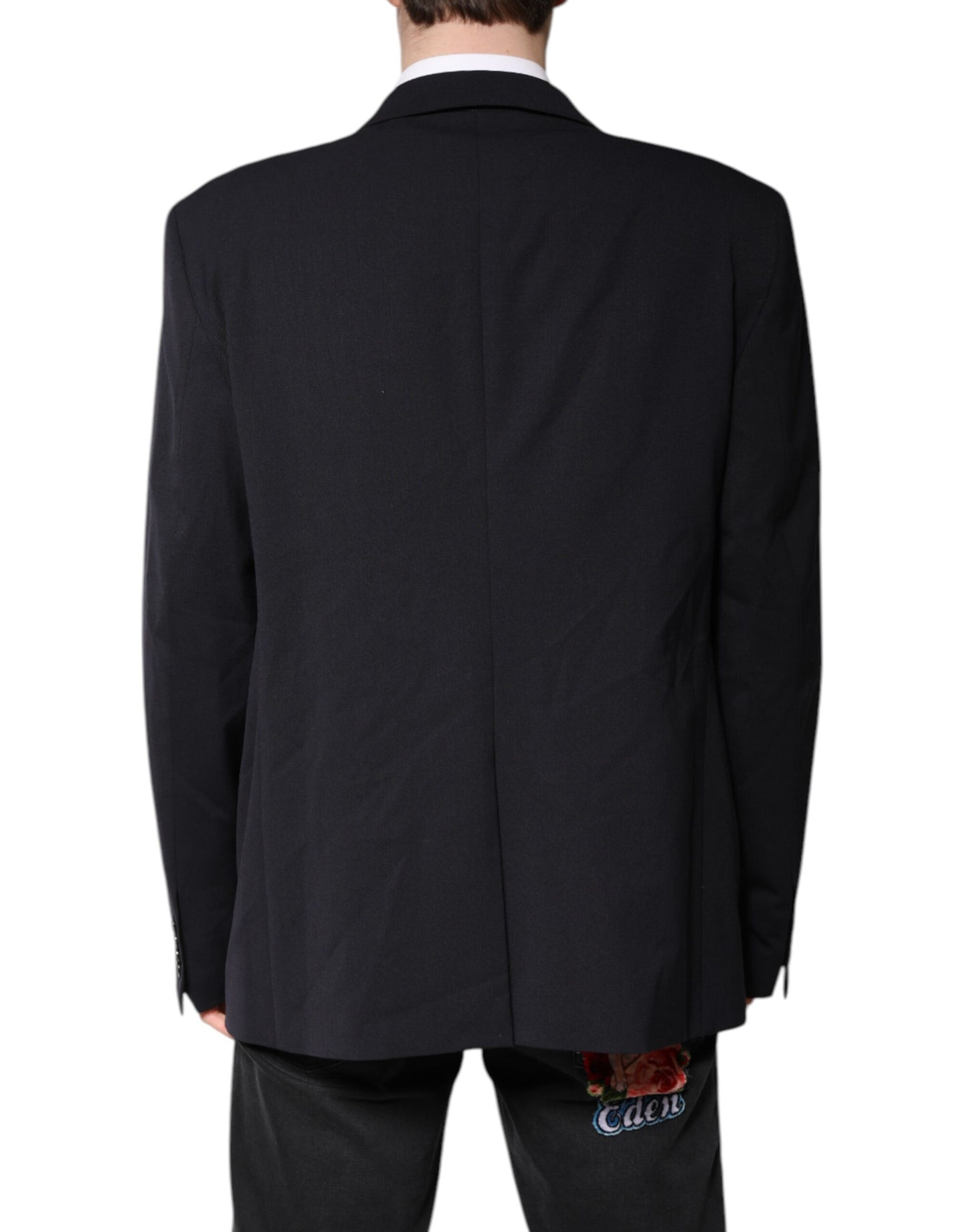 Blazer de lana azul oscuro de un solo pecho