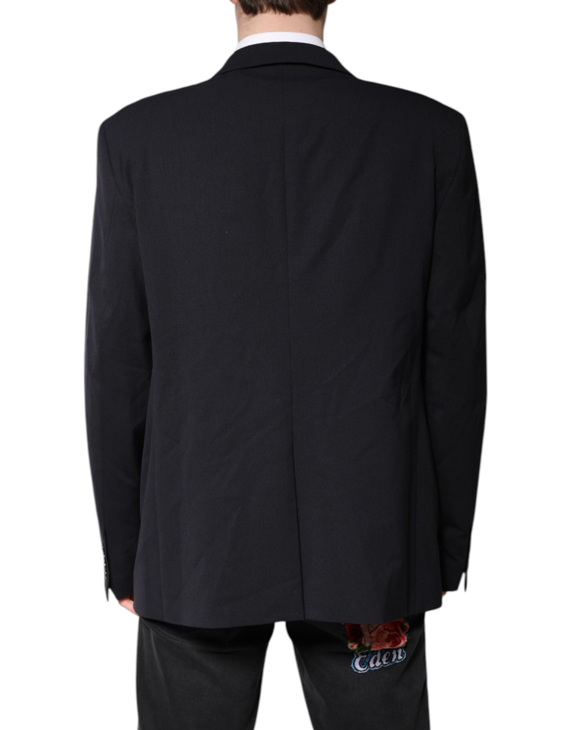 Blazer de lana azul oscuro de un solo pecho