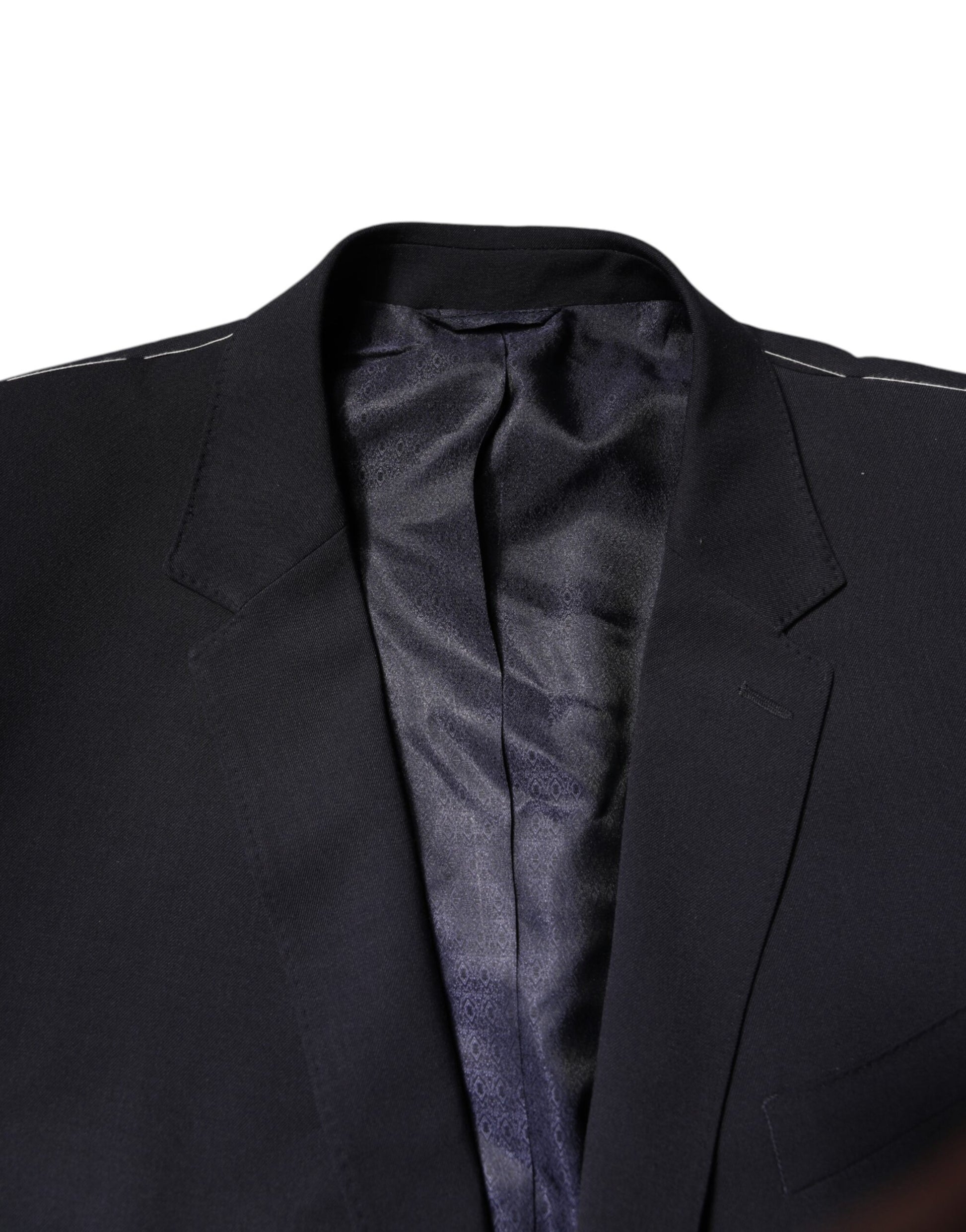 Blazer de lana azul oscuro de un solo pecho