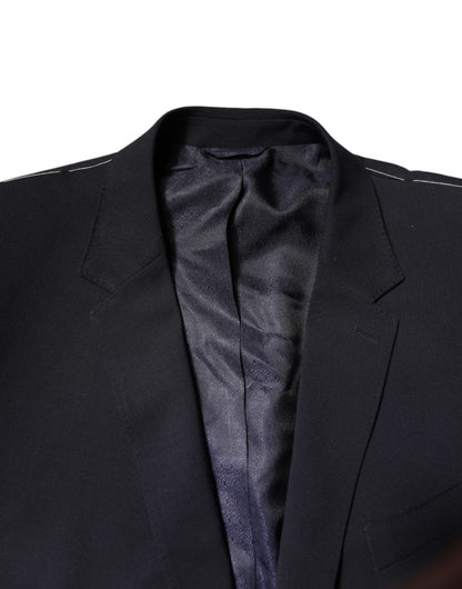 Blazer de lana azul oscuro de un solo pecho