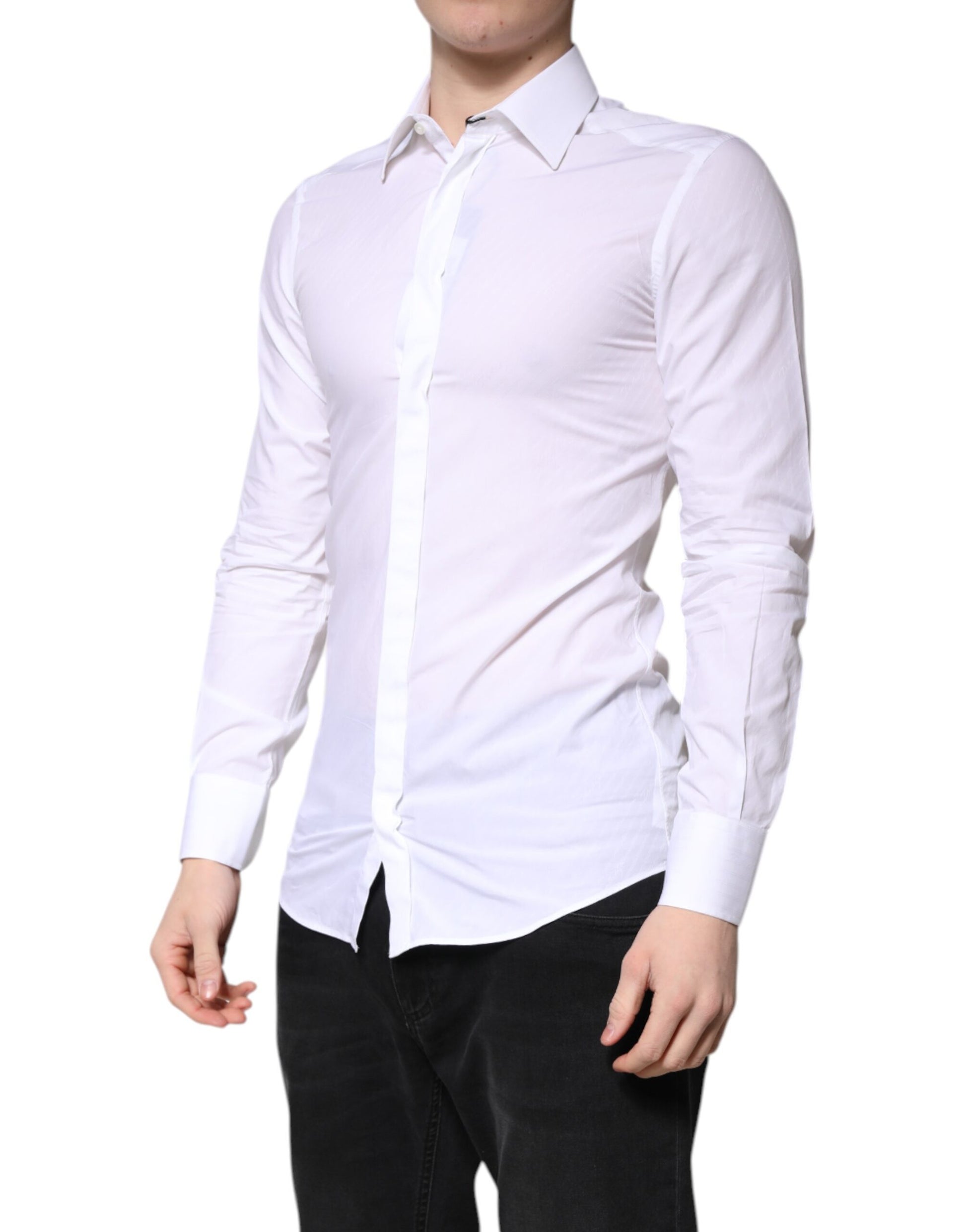 White Cotton GOLD Dress Formal Collared Shirt