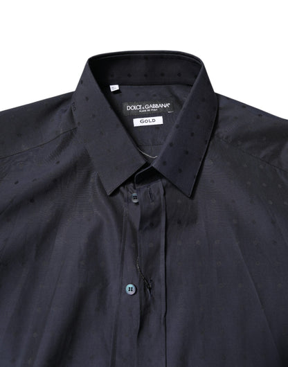 Black Cotton GOLD Men Dress Formal Shirt
