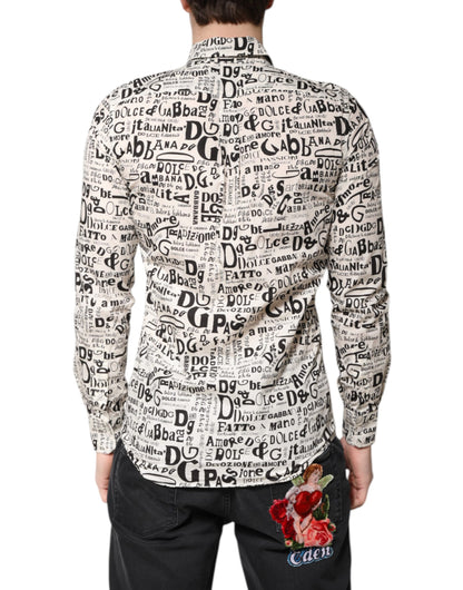 White Black Logo MARTINI Men Casual Shirt