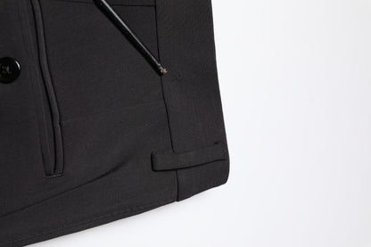 Black Cotton Single Breasted 2 Piece Suit