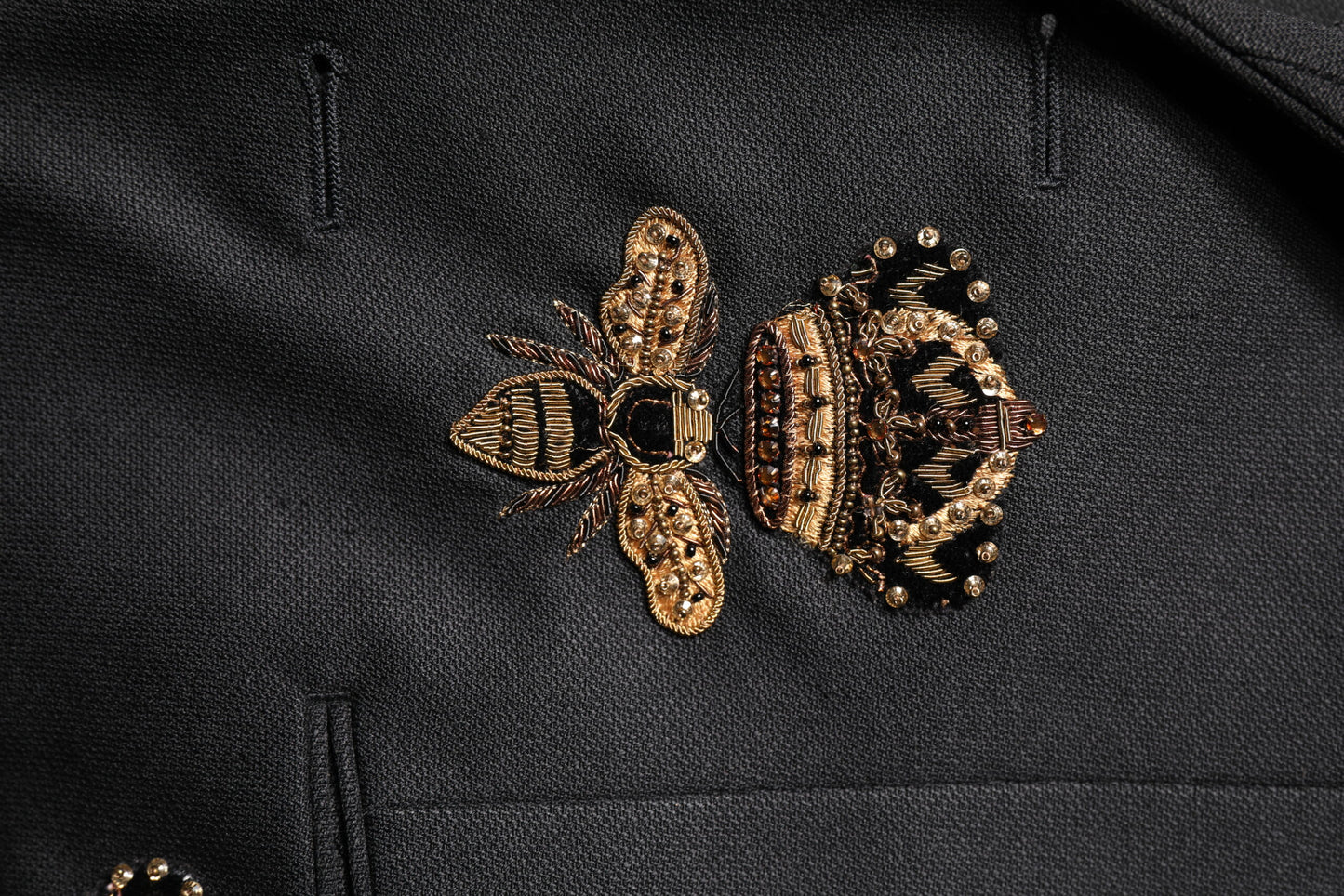 Black Bee Crown Embroidery 2 Piece Suit