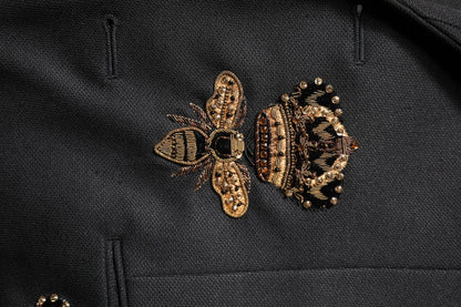 Black Bee Crown Embroidery 2 Piece Suit